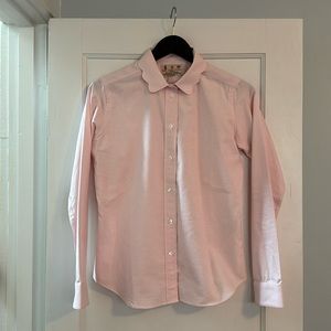 Kiel James Patrick pink scalloped Oxford shirt size L
